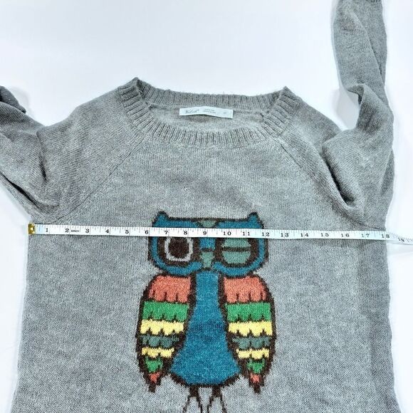 Woolrich winking owl print frost grey wool crew neck sweater S - Picture 7 of 11